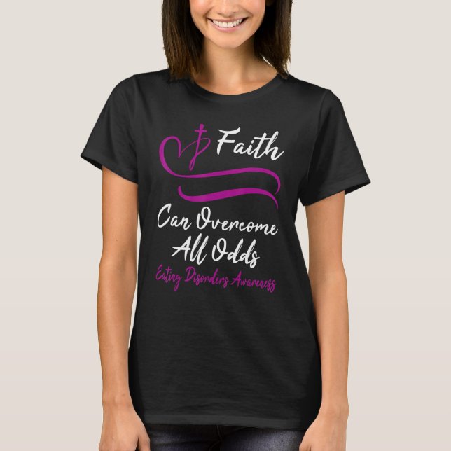 Camiseta Eating Disorders Awareness Purple Ribbon Christian (Anverso)