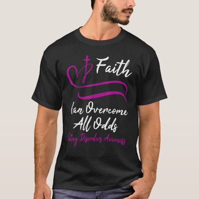 Camiseta Eating Disorders Awareness Purple Ribbon Christian (Anverso)