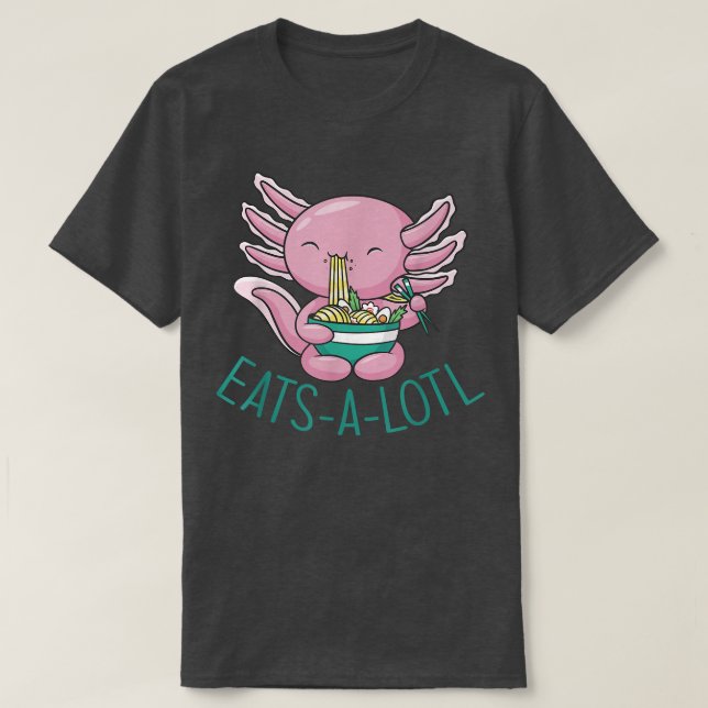 Camiseta EATSALOTL RAMEN Japón Axolotl Comer fideos japones (Diseño del anverso)