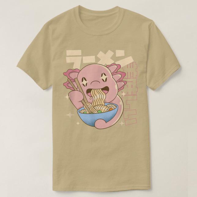 Camiseta EATSALOTL RAMEN Japonés Axolotl Comer fideos Ja (Diseño del anverso)