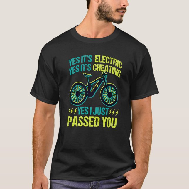 Camiseta EBike Retro Bicicleta MTB Ciclismo E Bicicleta Sí  (Anverso)