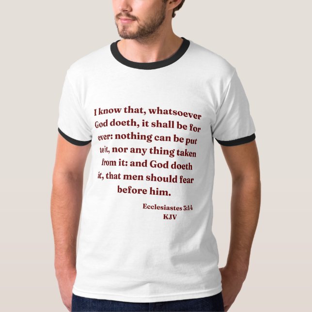 Camiseta Ecclesiastes 3:14 KJV Biblia contra Ringer masculi (Anverso)