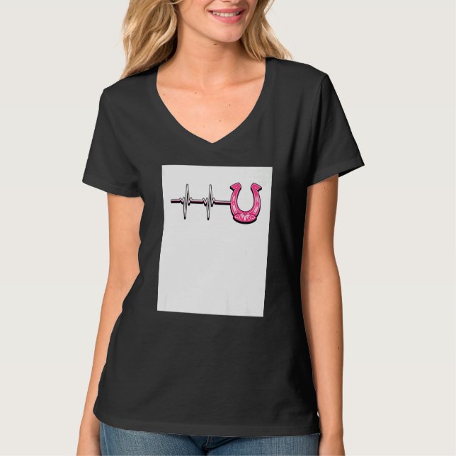 Camiseta Ecg Heartbeat Graphic Horse Lover Equestrian Rider (Anverso)