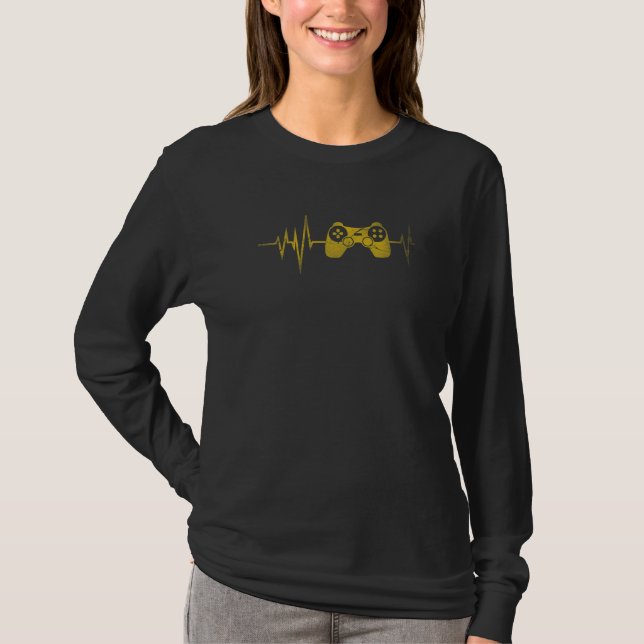 Camiseta Ecg Heartbeat Video Game Player Gaming Console Pc (Anverso)