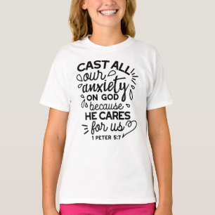 Camiseta Echa Toda Tu Ansiedad – 1 Pedro 5:7 Versículo Bíbl