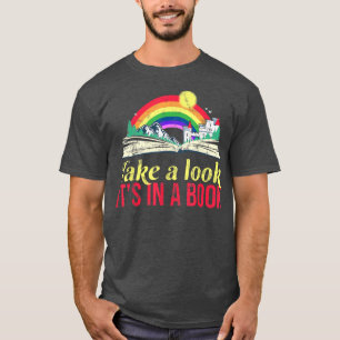 Camiseta Echa un vistazo a un libro retro arco iris 1076