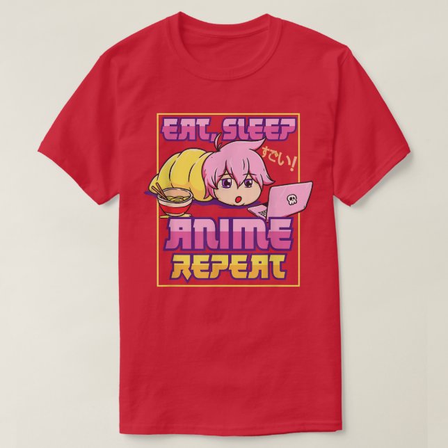 Camiseta Eche Sleep Anime Repita Kawaii Japonés Manga Otaku (Diseño del anverso)