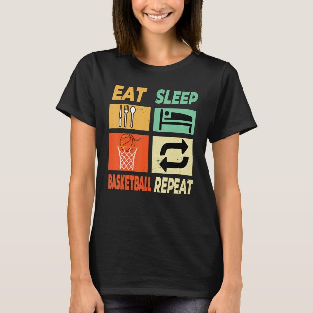 Camiseta Eche Sleep Basketball Repetir deportes de balonces (Anverso)