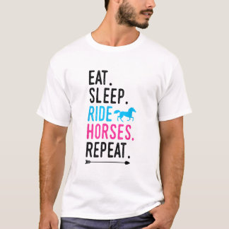 Camiseta Eche Sleep Ride Caballos Repetir Caballo Ecuestre