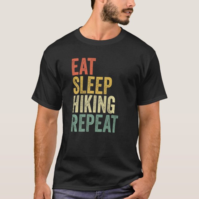 Camiseta Eche Sleep Senderismo Repita Senderismo Hombres Mu (Anverso)