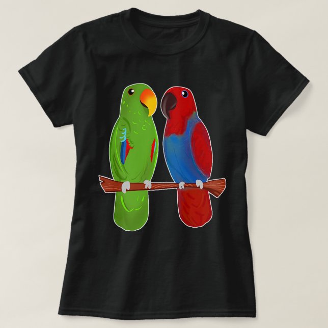 Camiseta Eclectus Parrot Adorable Pareja Pájaros Cuidados D (Diseño del anverso)