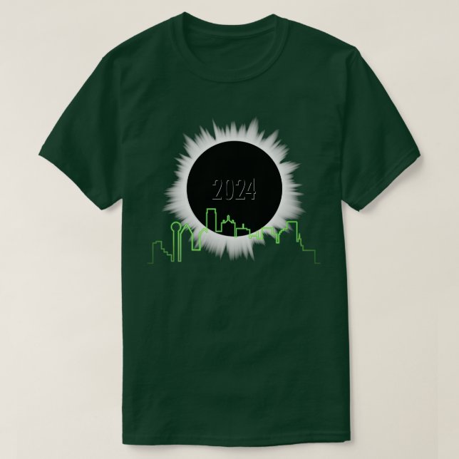 Camiseta Eclipse 2024 Dallas Skyline TShirt (Diseño del anverso)
