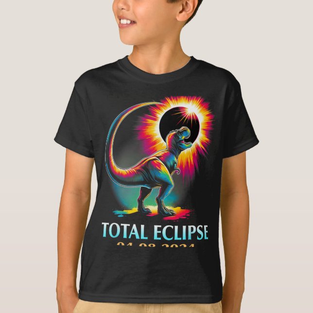 Camiseta Eclipse 2024 Eclipse Solar Total T Rex Dinosaur (Anverso)