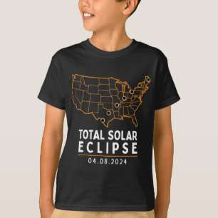 Camiseta Eclipse 2024 Fiesta América Totalidad Mapa total d