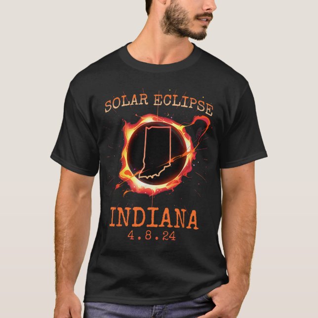 Camiseta Eclipse 2024 Indiana State Totality Usa Path Souve (Anverso)