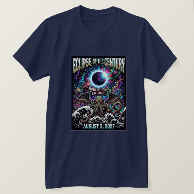 Camiseta Eclipse Del Siglo Cthulhu Lovecraft (Anverso del diseño)