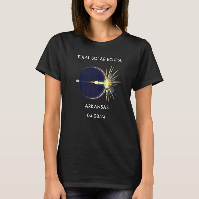 Camiseta Eclipse Flare 04 08 24 Eclipse solar total Arkansa (Anverso)