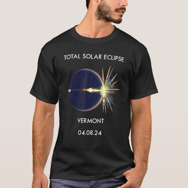 Camiseta Eclipse Flare 04 08 24 Total Solar Eclipse Vermont (Anverso)
