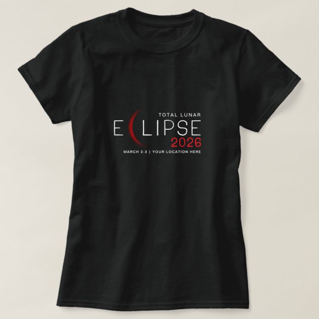 Camiseta Eclipse Lunar 2026 Ubicación Personalizada Conmemo (Diseño del anverso)