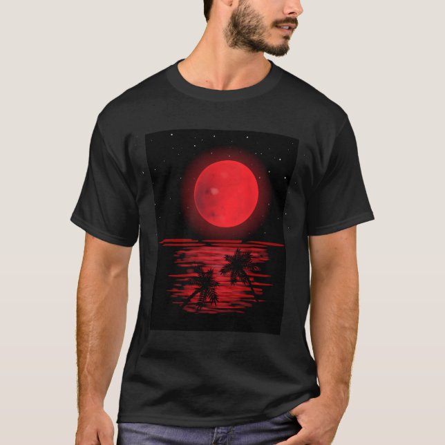 Camiseta Eclipse lunar de luna de sangre en el cielo noctur (Anverso)