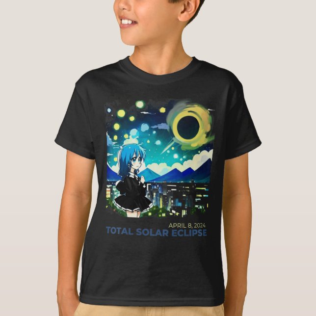 Camiseta Eclipse solar 2024 Arte estilo anime (Anverso)