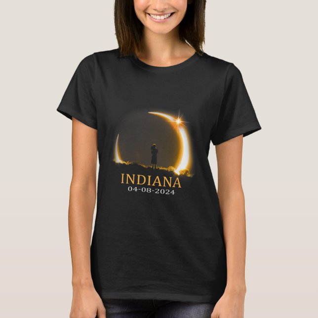 Camiseta Eclipse solar 2024 Eclipse solar total de Indiana (Anverso)