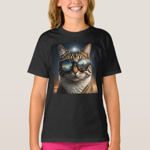 Camiseta Eclipse solar, 2024 gato con eclips solares Glasse