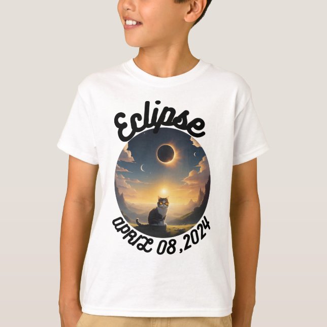 Camiseta Eclipse solar, 2024 gato con eclips solares Glasse (Anverso)