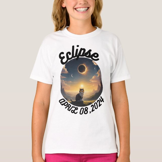 Camiseta Eclipse solar, 2024 gato con eclips solares Glasse (Anverso)