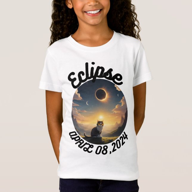 Camiseta Eclipse solar, 2024 gato con eclips solares Glasse (Anverso)