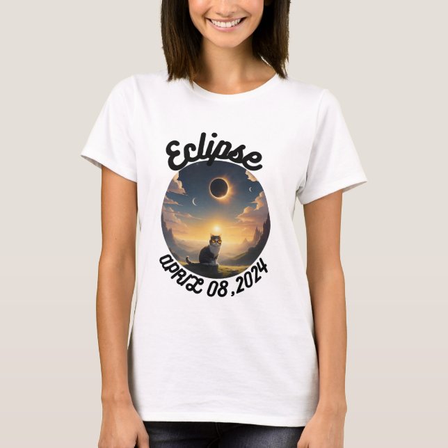 Camiseta Eclipse solar, 2024 gato con eclips solares Glasse (Anverso)