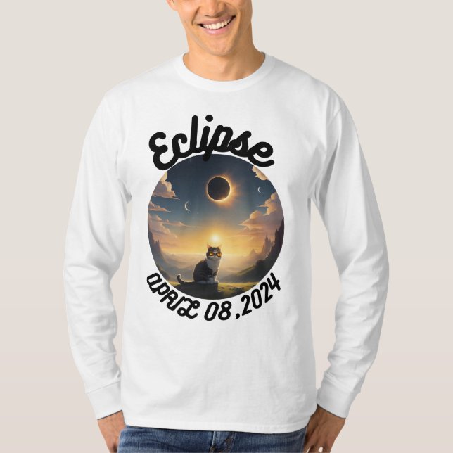 Camiseta Eclipse solar, 2024 gato con eclips solares Glasse (Anverso)