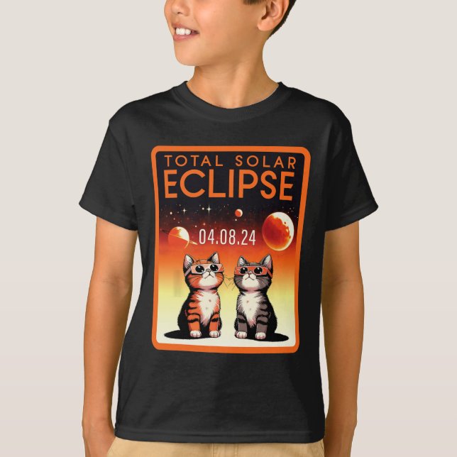 Camiseta Eclipse solar 2024 Gatos Eclipse solar total 4.08. (Anverso)