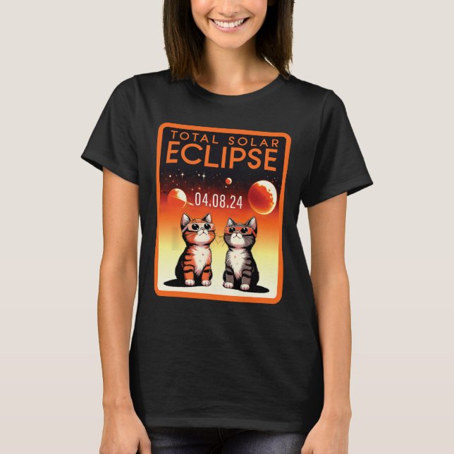 Camiseta Eclipse solar 2024 Gatos Eclipse solar total 4.08. (Anverso)