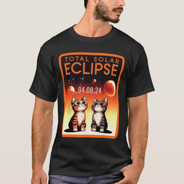 Camiseta Eclipse solar 2024 Gatos Eclipse solar total 4.08. (Anverso)