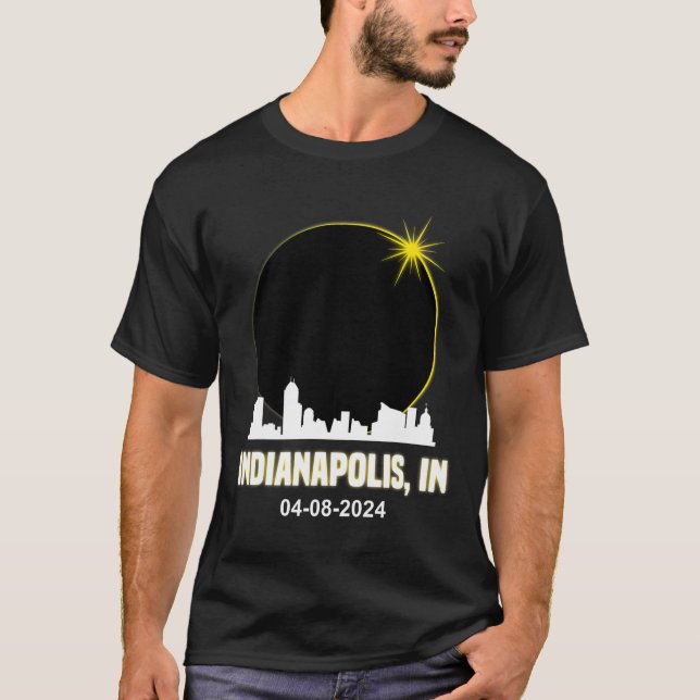 Camiseta Eclipse Solar 2024 Línea de Esquina Indiana Ec (Anverso)