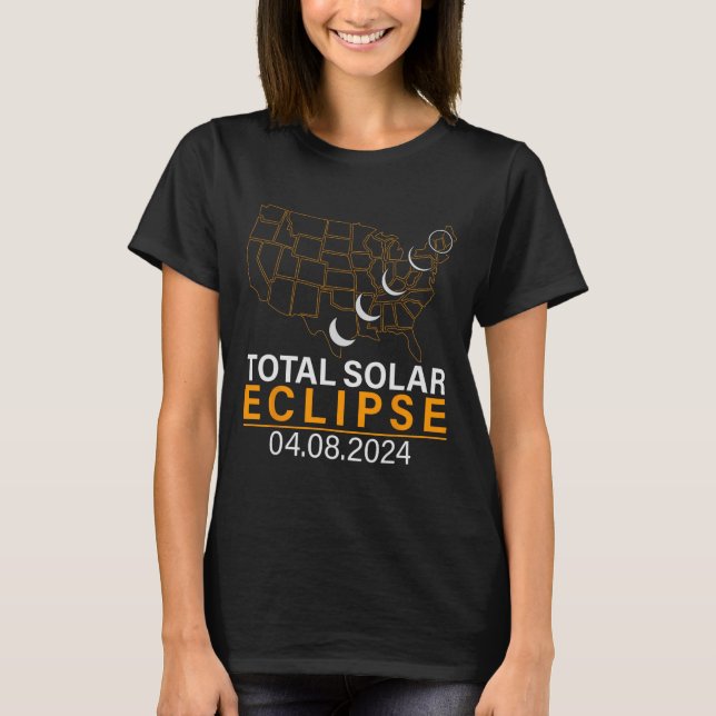 Camiseta Eclipse solar 2024 Mapa Eclipse 8 de abril 2024 Ec (Anverso)