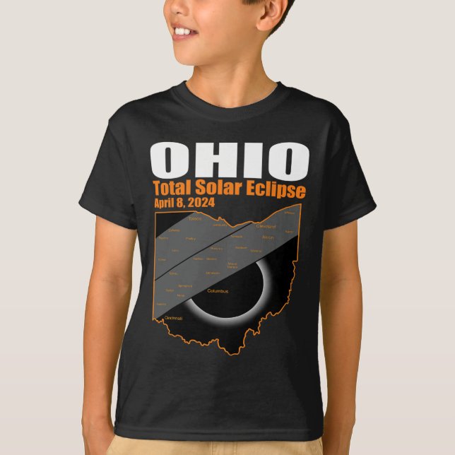 Camiseta Eclipse Solar 2024 Mapa Estatal De Ohio Ecli Solar (Anverso)
