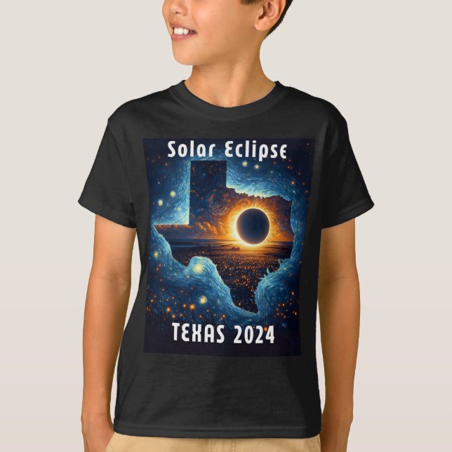 Camiseta Eclipse solar 2024 Noche estrellada (Anverso)