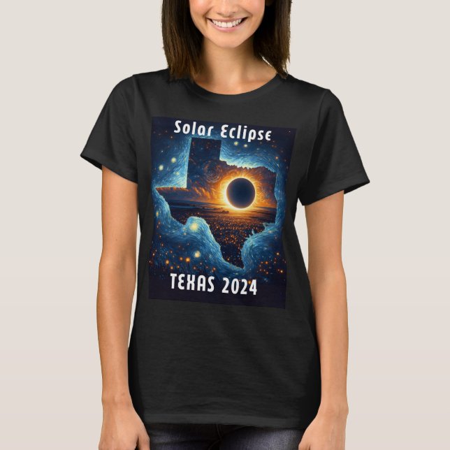 Camiseta Eclipse solar 2024 Noche estrellada (Anverso)
