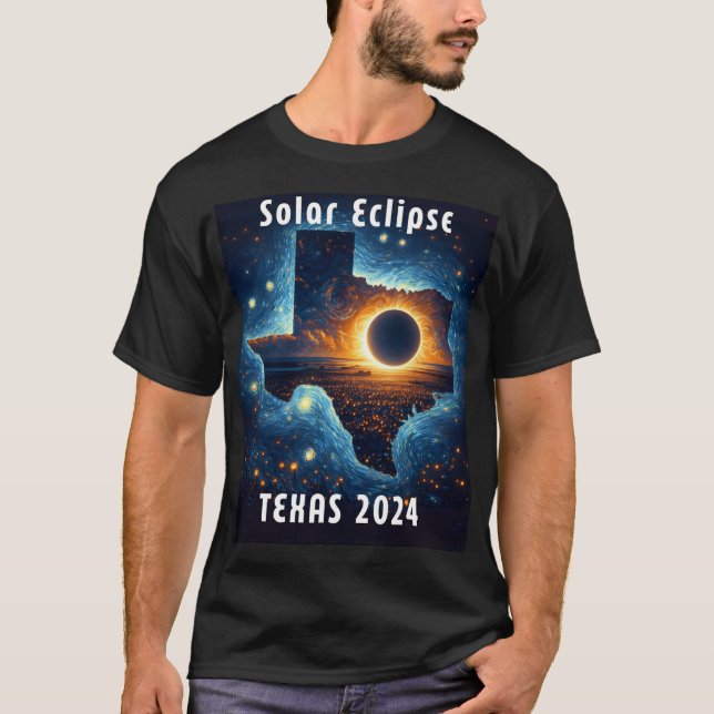 Camiseta Eclipse solar 2024 Noche estrellada (Anverso)