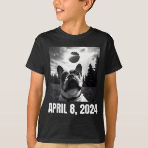 Camiseta Eclipse solar 2024 Selfie hombre Bulldog francés d