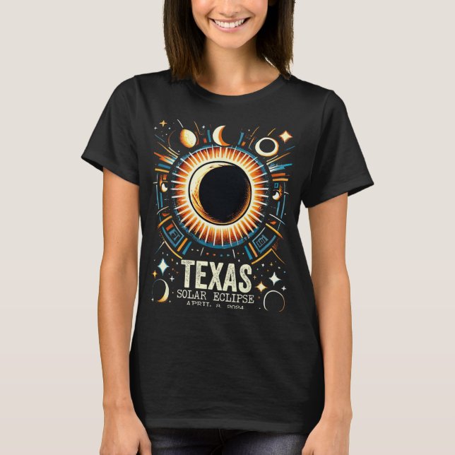 Camiseta Eclipse solar 2024 Texas 8 de abril Resumen Sol de (Anverso)