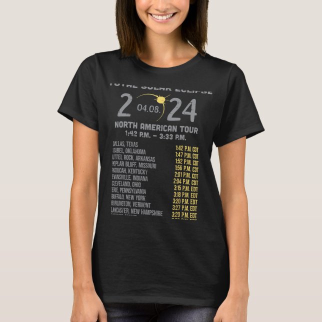 Camiseta Eclipse solar 2024 Totalidad Abril 8 Hombres Mujer (Anverso)
