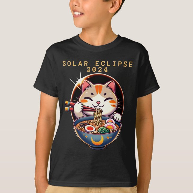 Camiseta Eclipse solar 8 de abril de 2024 Astronomía Gato K (Anverso)