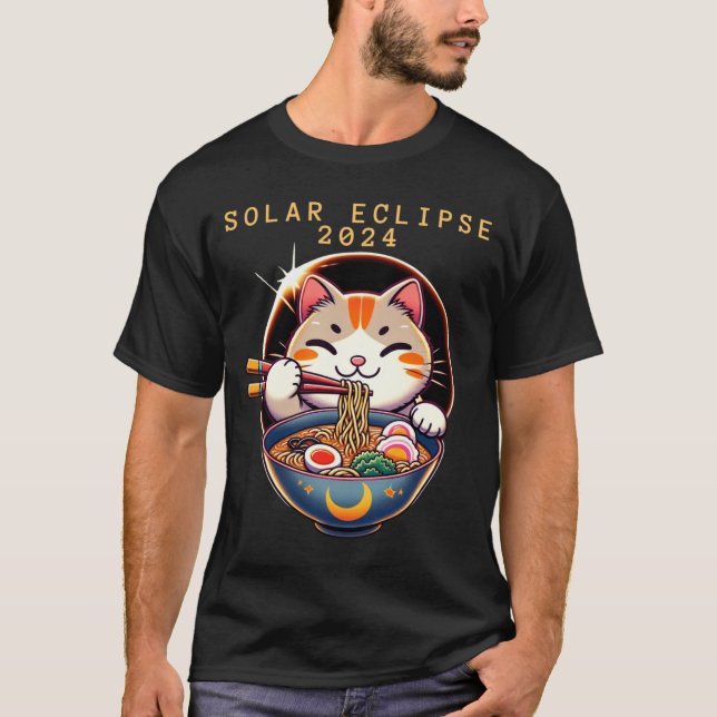Camiseta Eclipse solar 8 de abril de 2024 Astronomía Gato K (Anverso)