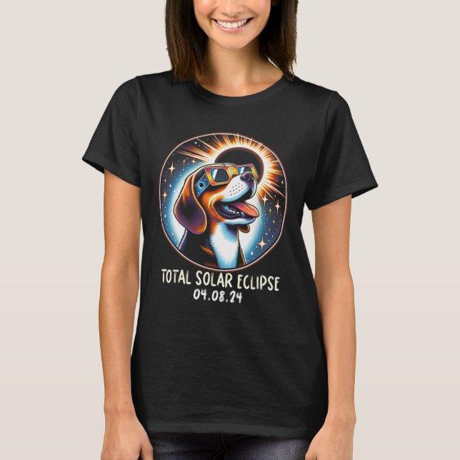 Camiseta Eclipse solar Beagle con lentes de gafas Mascota A (Anverso)