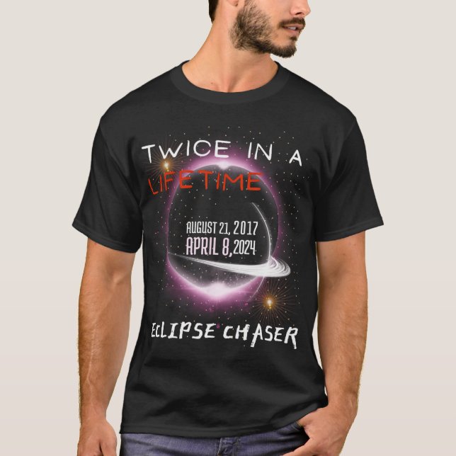 Camiseta Eclipse Solar Chaser 2024 Divertido Dos Veces En U (Anverso)