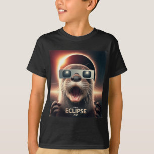 Camiseta Eclipse solar de los hombres de selfie Otter Kids