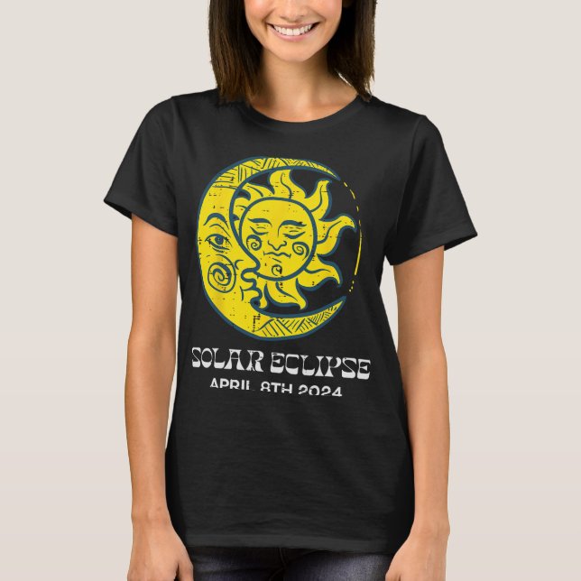 Camiseta Eclipse solar de luna 2024 Totalidad Abril 8 Mujer (Anverso)